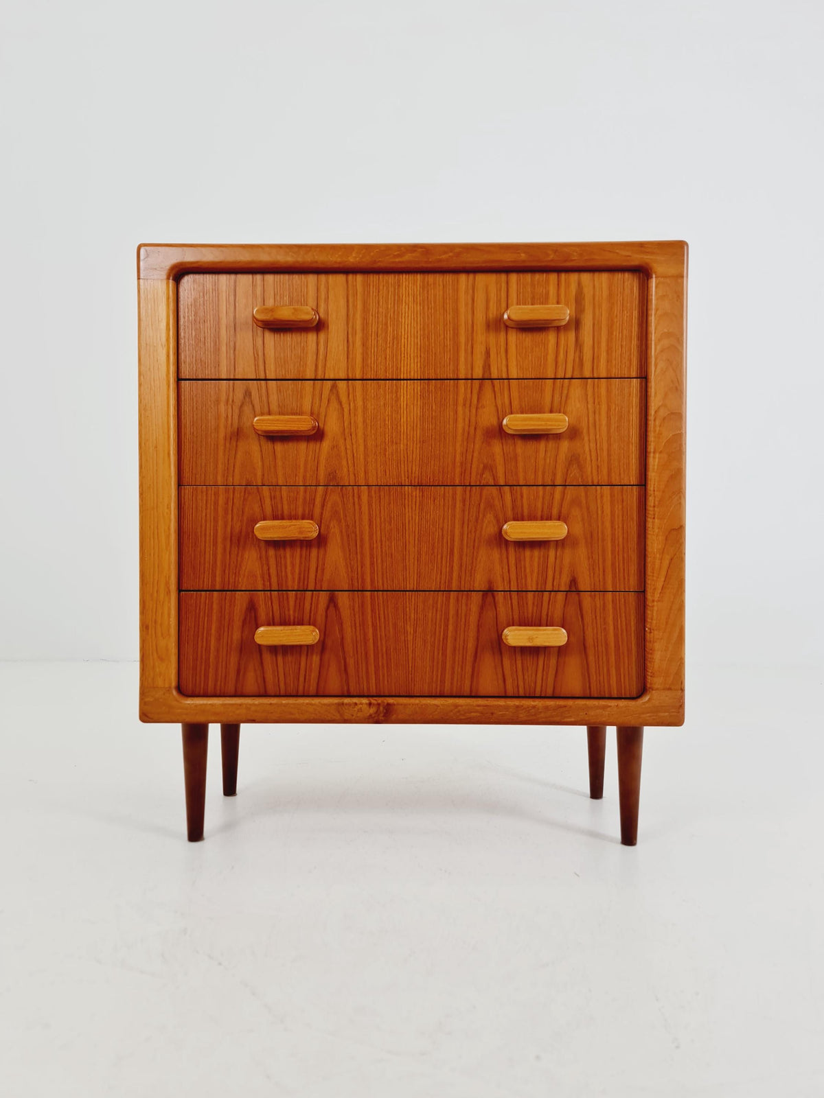 Mid century Solid Danish teak hallway cabinet, chest of drawers By Silkborg Möbelfabrik 1970s