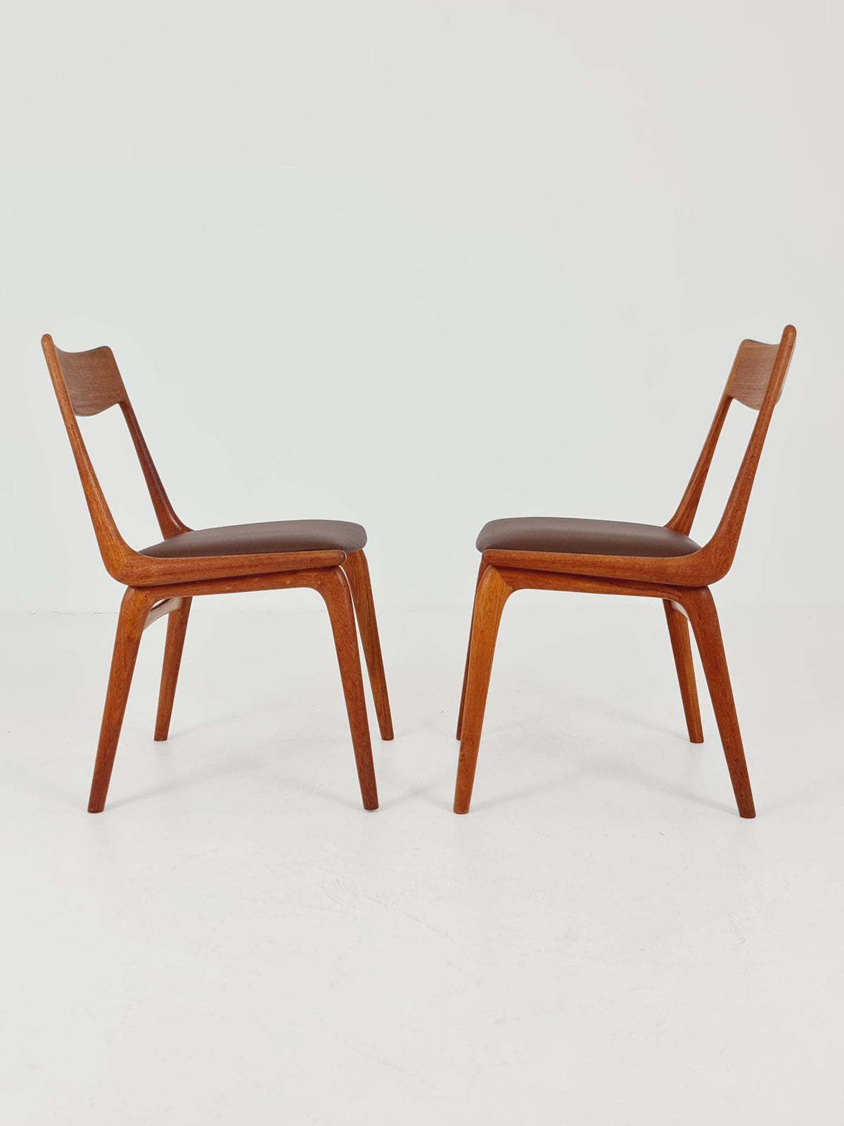 Mid Century Danish Teak Dining Chairs BY E.christensen for Slagelse Boomerang chair ,1960s model 370 Set of 2