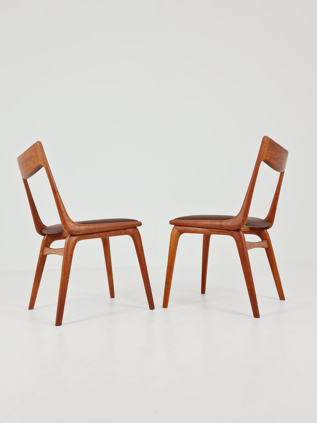 Mid Century Danish Teak Dining Chairs BY E.christensen for Slagelse Boomerang chair ,1960s model 370 Set of 2