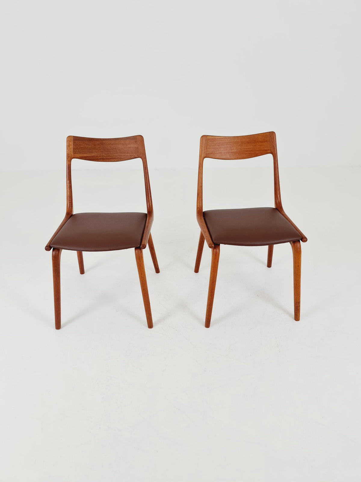 Mid Century Danish Teak Dining Chairs BY E.christensen for Slagelse Boomerang chair ,1960s model 370 Set of 2
