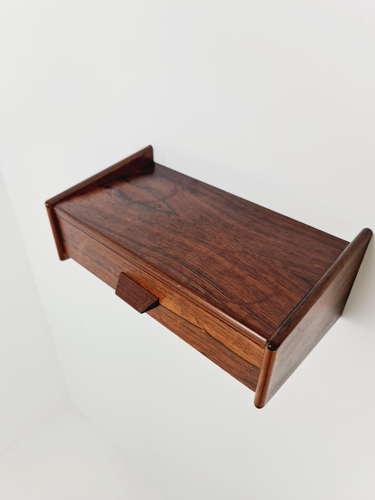 Rare pair of small Danish Rosewood floating nightstands, 1960s