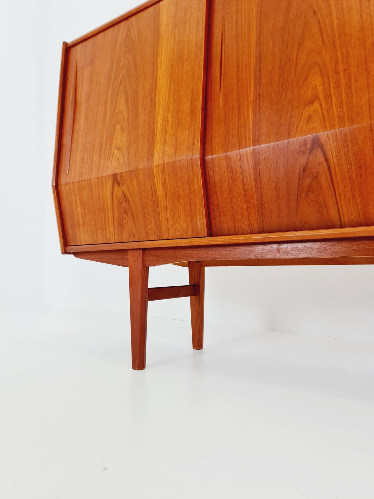 Mid-Century Modern Teak Highboard with Curved Bow-Front Profile | Danish Modern Credenza1960s