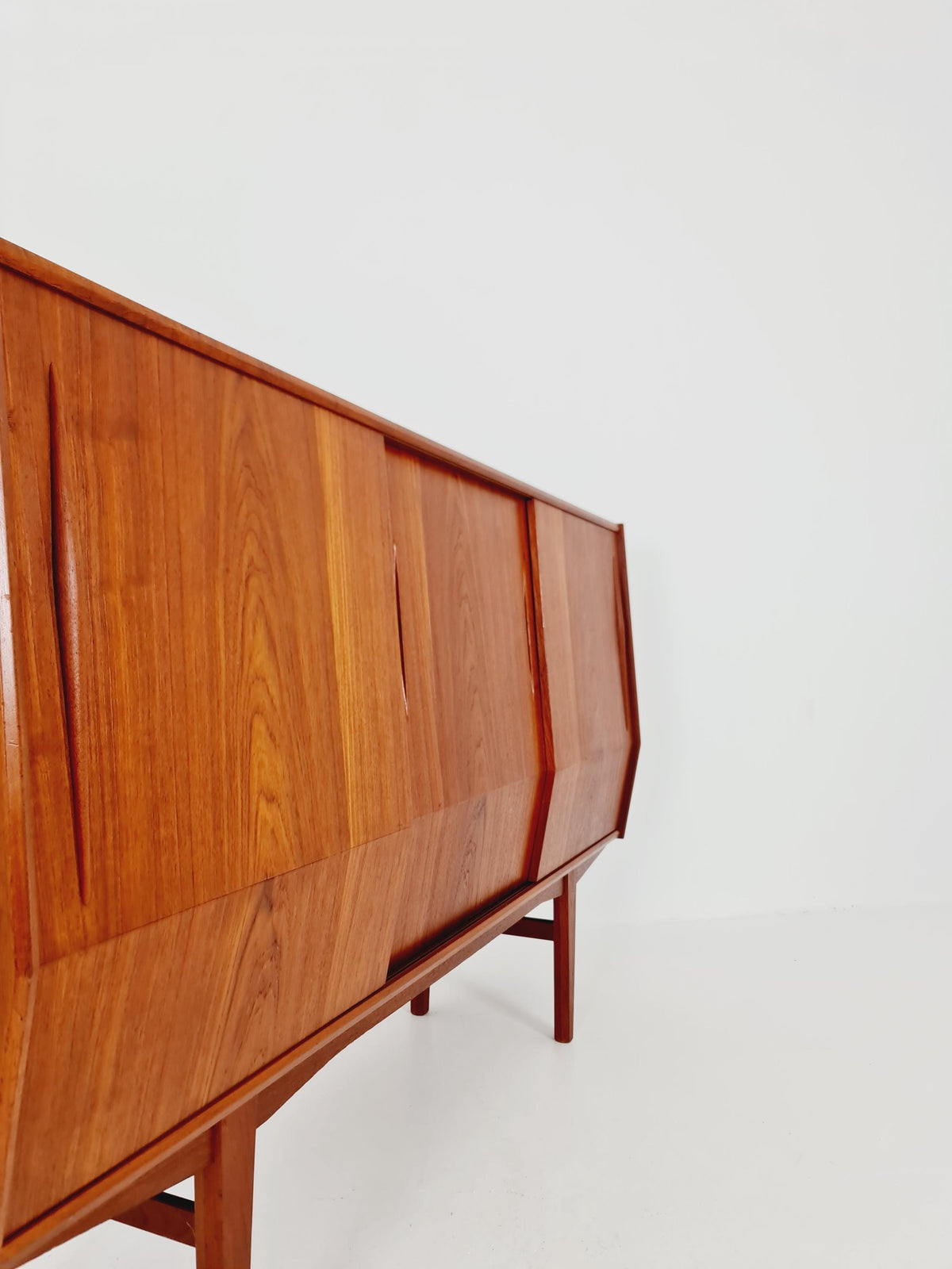 Mid-Century Modern Teak Highboard with Curved Bow-Front Profile | Danish Modern Credenza1960s