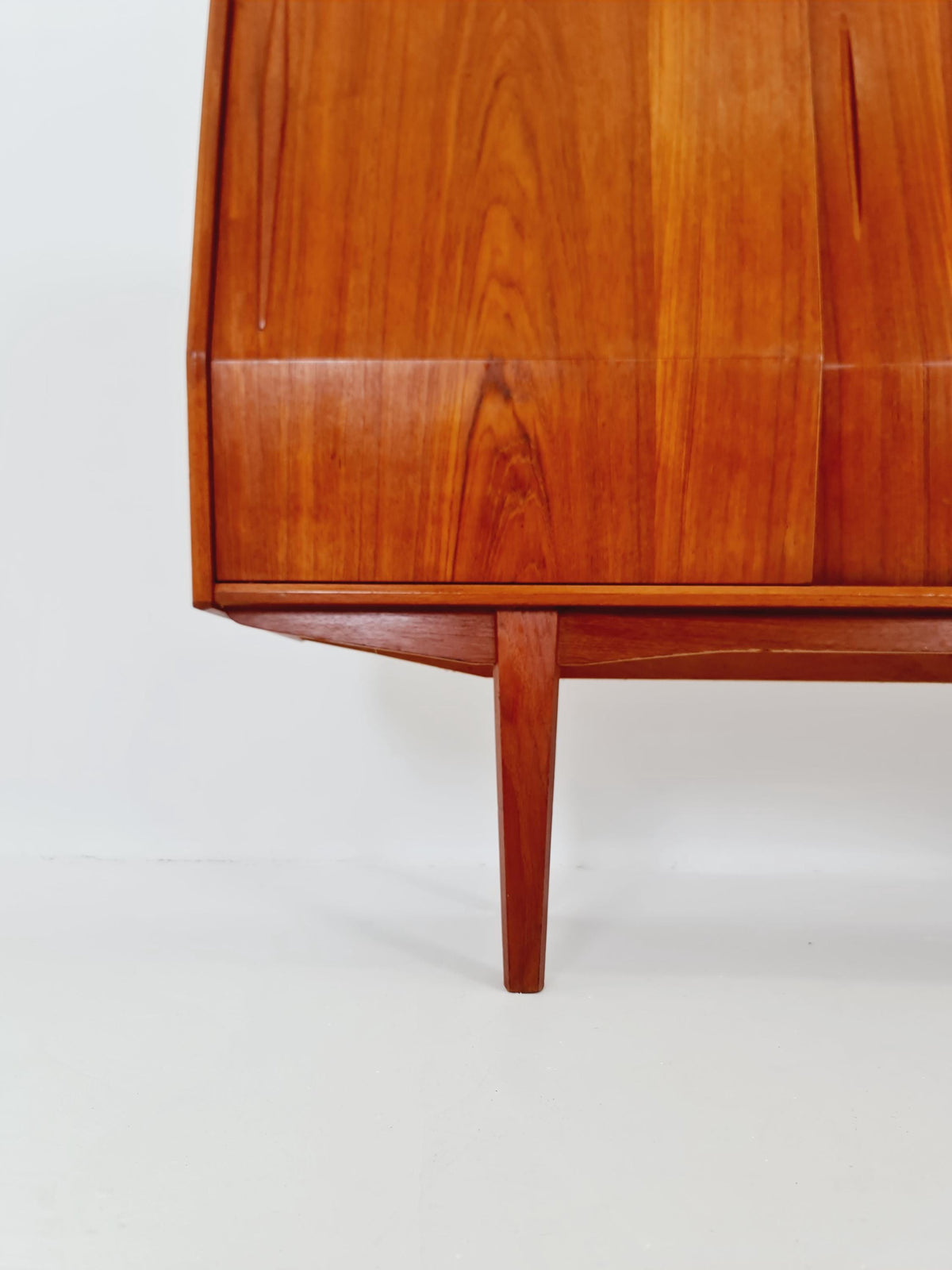 Mid-Century Modern Teak Highboard with Curved Bow-Front Profile | Danish Modern Credenza1960s