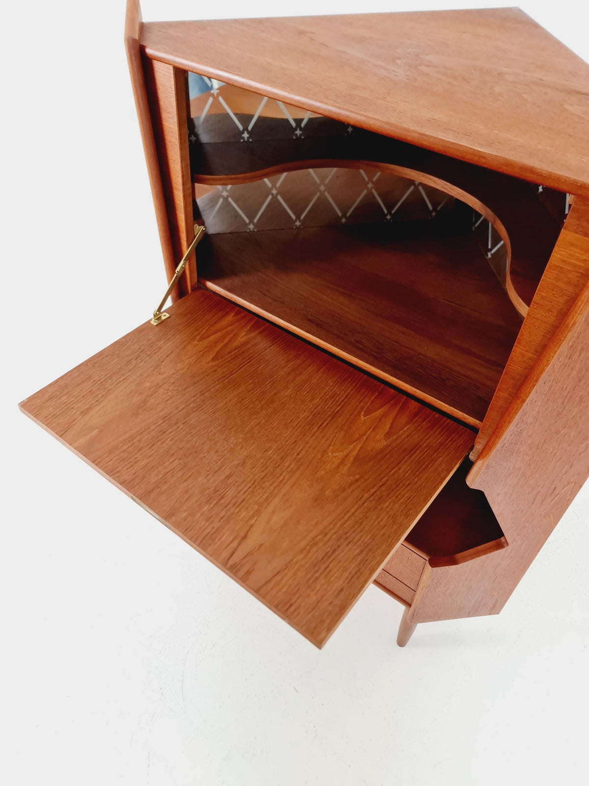 Mid Century Modern danish Drniks corner cabinet teak By Omann Jun , 1960s