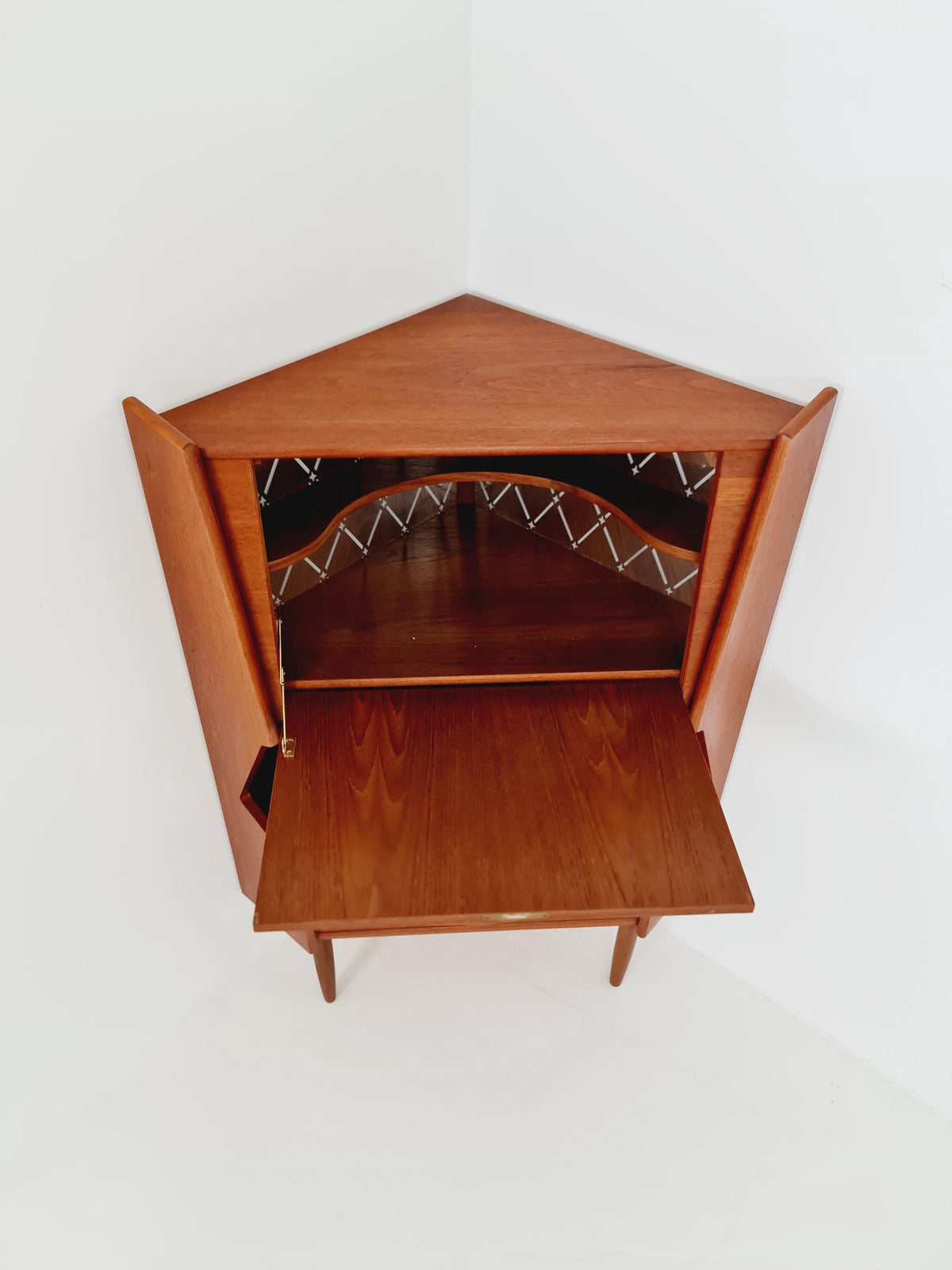 Mid Century Modern danish Drniks corner cabinet teak By Omann Jun , 1960s