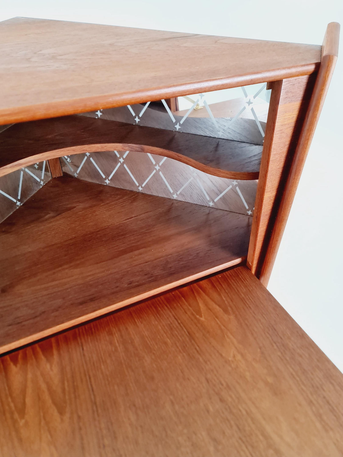 Mid Century Modern danish Drniks corner cabinet teak By Omann Jun , 1960s