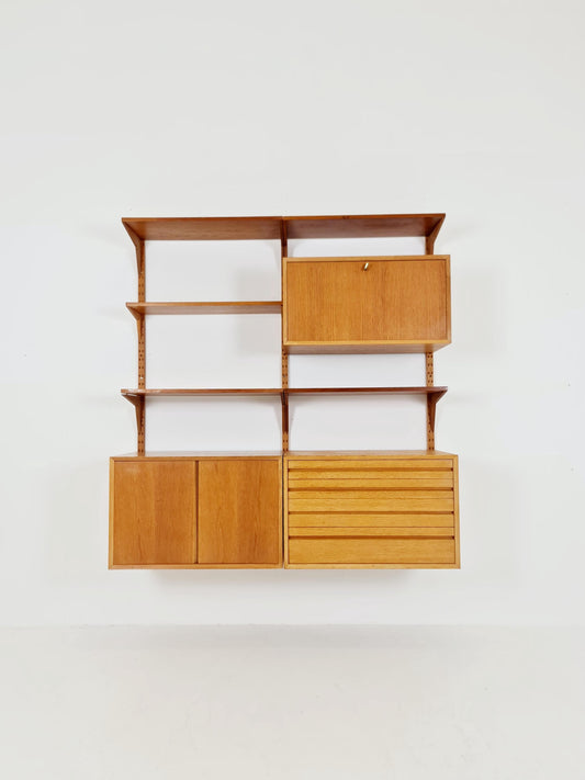 Big Mid century Danish Oak Wall Unit with 3 cabinets by Poul Cadovius for Cado, Denmark, 1960s