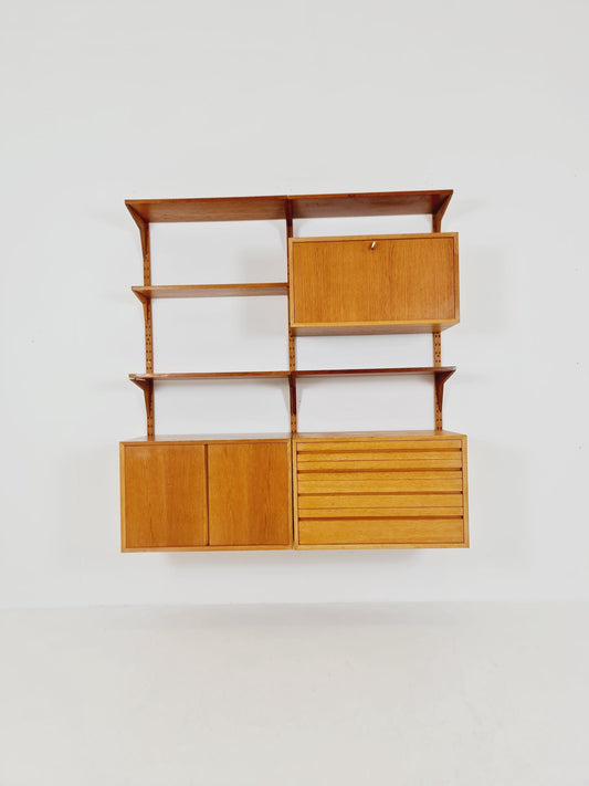 Big Mid century Danish Oak Wall Unit with 3 cabinets by Poul Cadovius for Cado, Denmark, 1960s