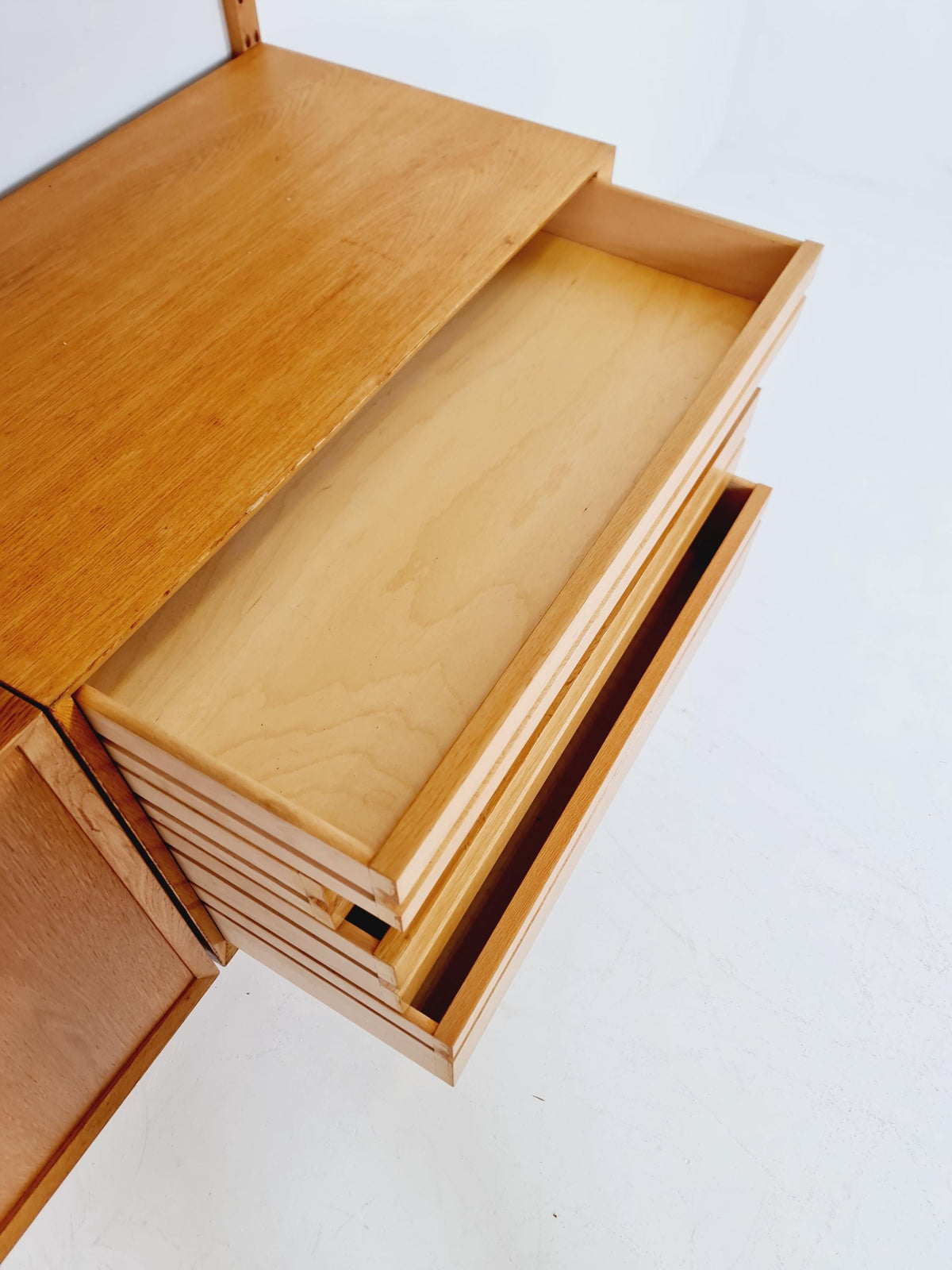 Big Mid century Danish Oak Wall Unit with 3 cabinets by Poul Cadovius for Cado, Denmark, 1960s