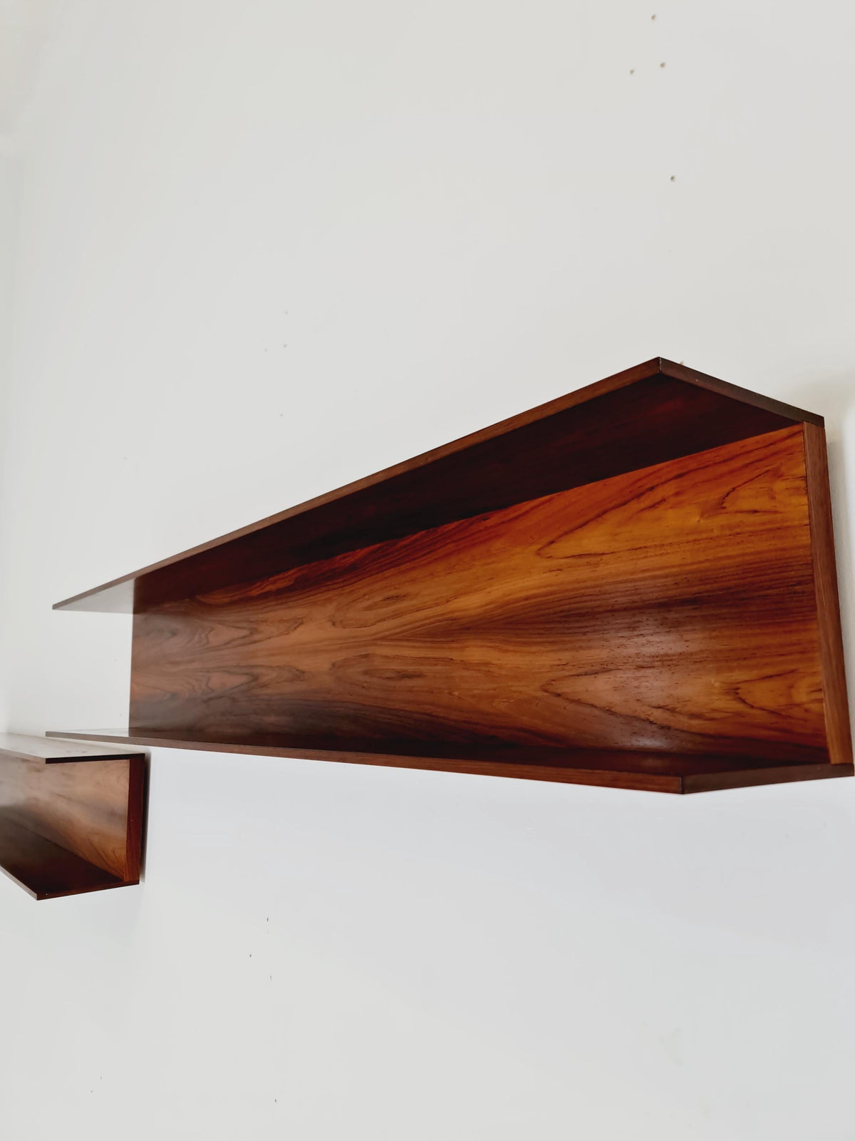 Long Rosewood German Wilheilm Renz for Walter Renz hanging shelf, 1960s