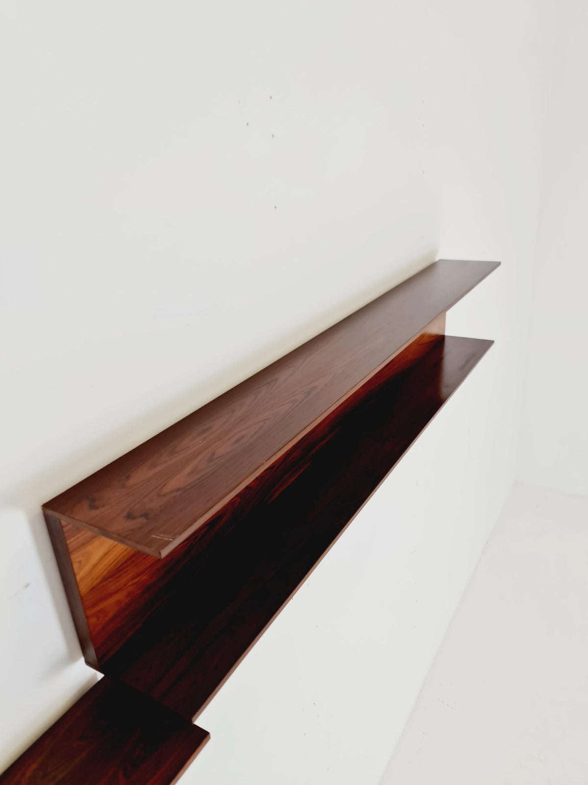 Long Rosewood German Wilheilm Renz for Walter Renz hanging shelf, 1960s
