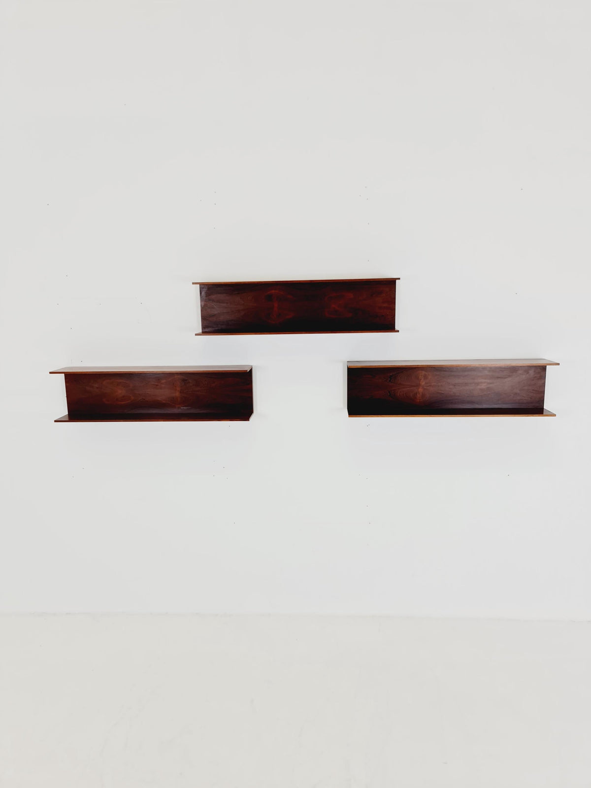 1 of 3 German Rosewood Wilheilm Renz for Walter Renz hanging shelf, 1960s