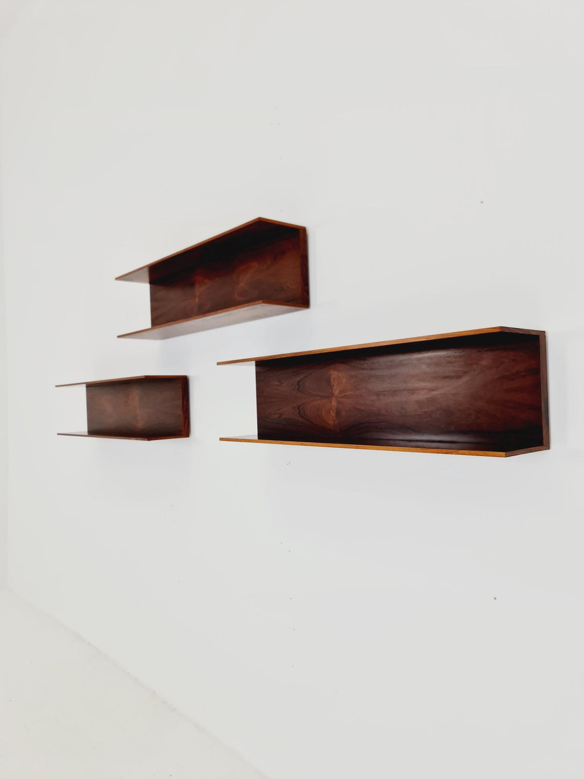 1 of 3 German Rosewood Wilheilm Renz for Walter Renz hanging shelf, 1960s