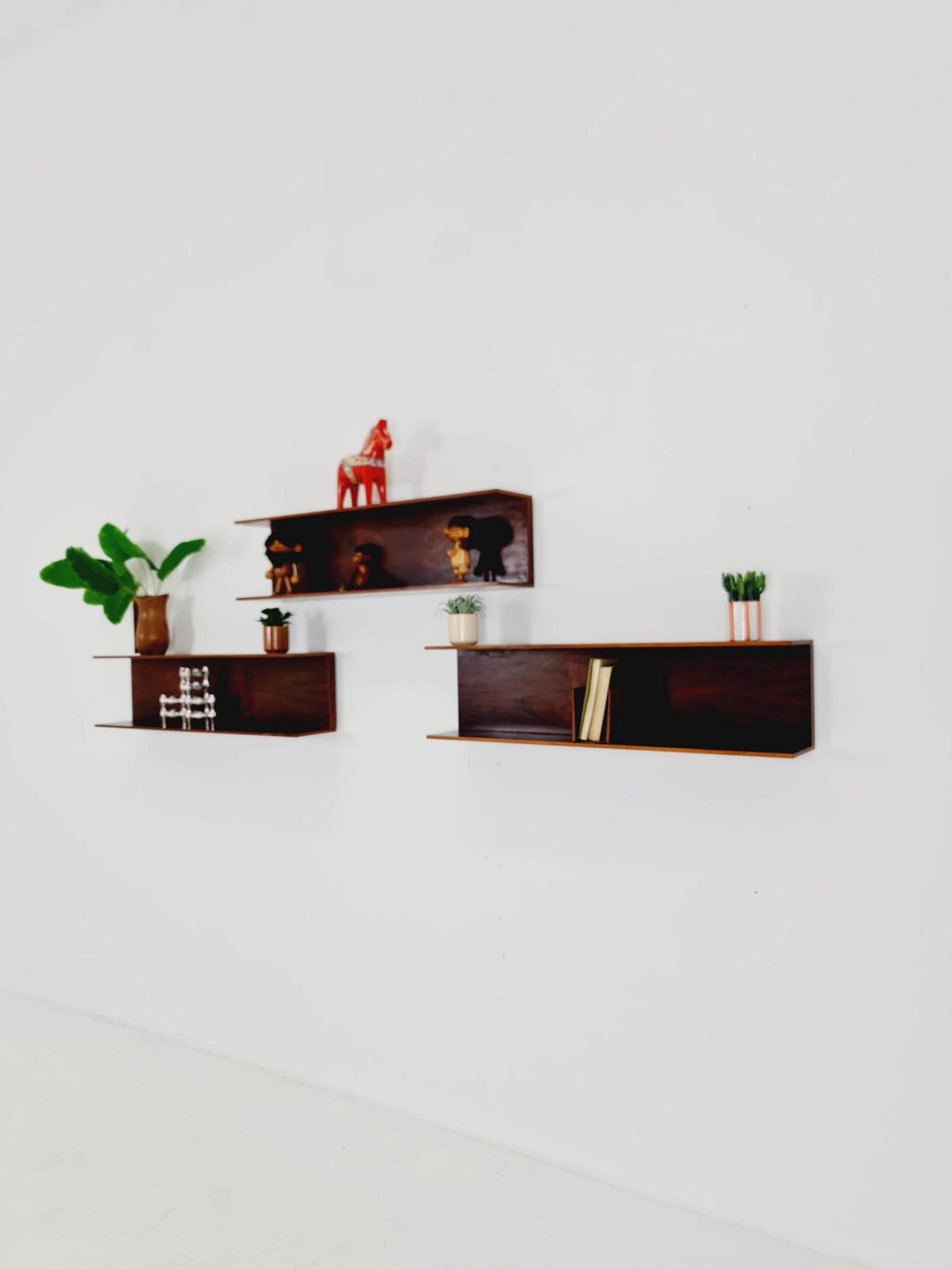 1 of 3 German Rosewood Wilheilm Renz for Walter Renz hanging shelf, 1960s