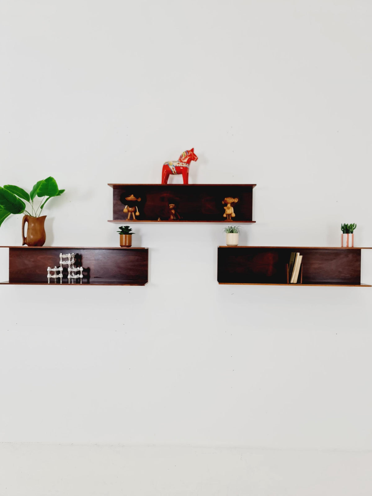 1 of 3 German Rosewood Wilheilm Renz for Walter Renz hanging shelf, 1960s