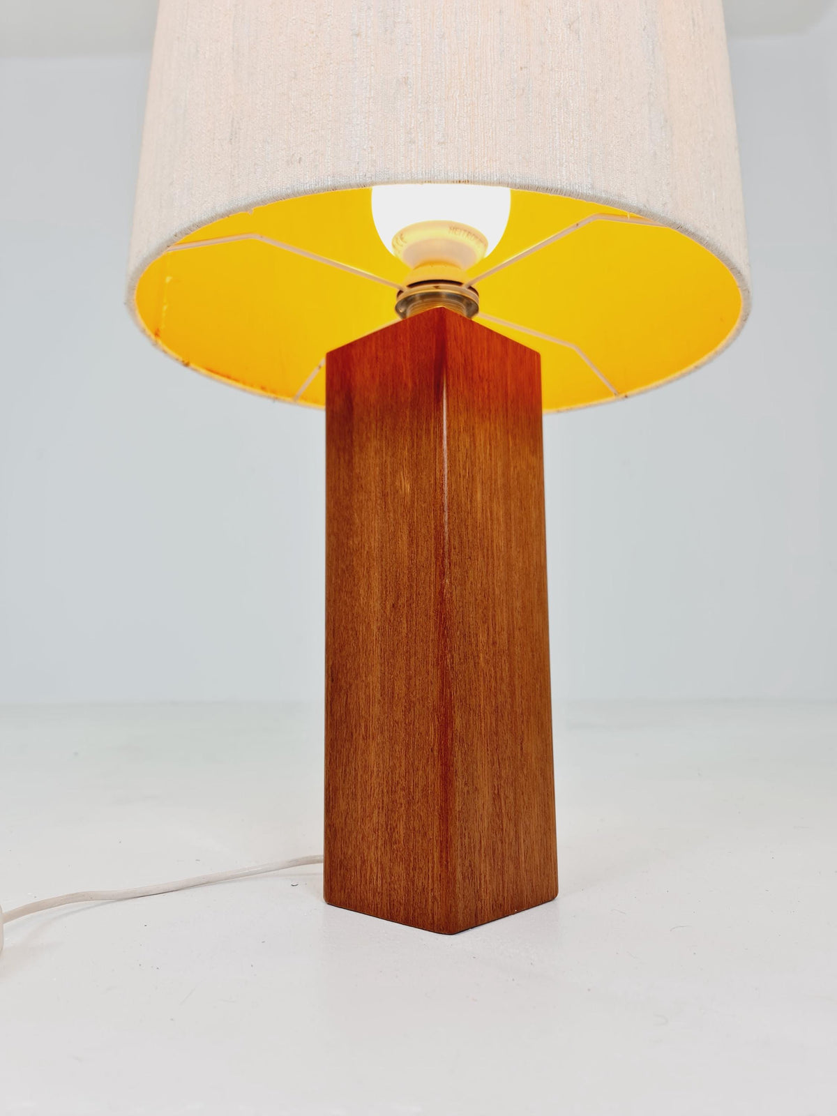Mid century solid teak table lamp 1960s