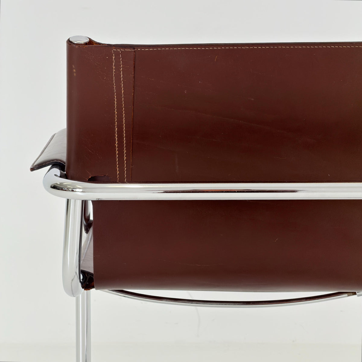 Set of 2 Mart Stam Visitor Chairs for Matteo Grassi, Brown Leather & Chrome, Italian Bauhaus Design, 1970s