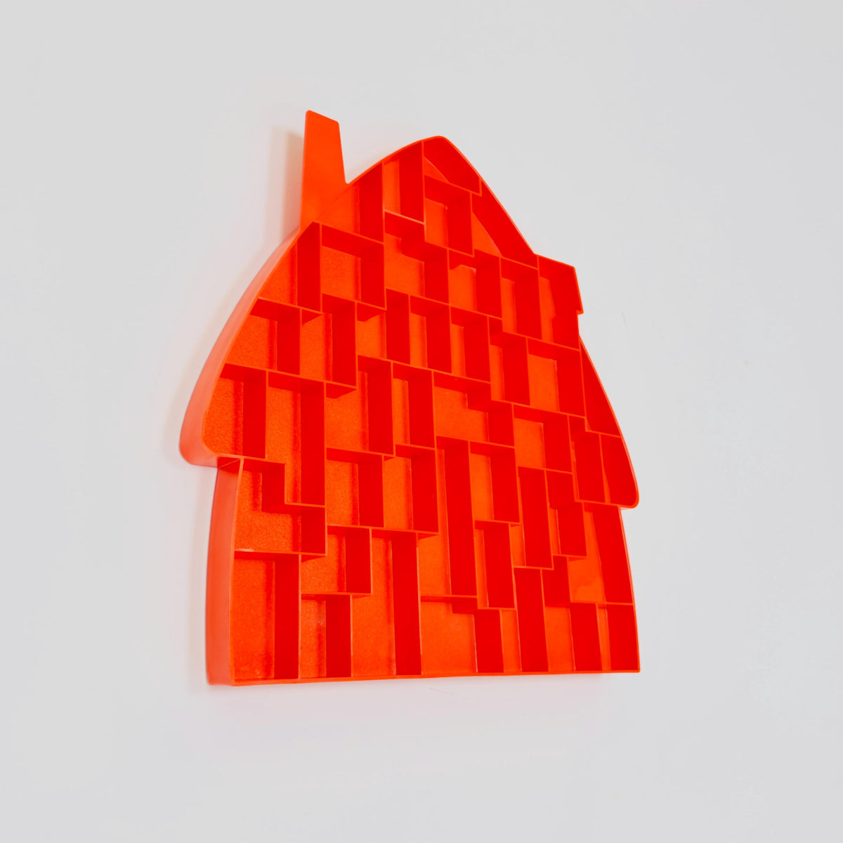 Mid century Spaceage Bullyland Smurf House Display Case, Orange Space Age Wall Tray, PEYO Smurfs, West Germany 1970s
