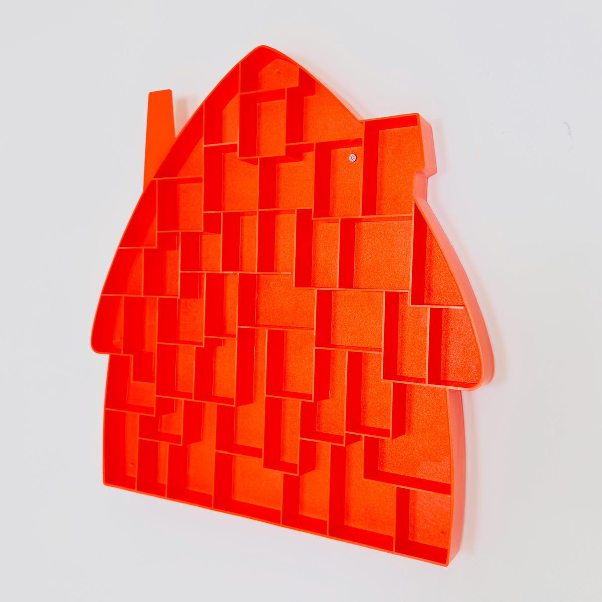 Mid century Spaceage Bullyland Smurf House Display Case, Orange Space Age Wall Tray, PEYO Smurfs, West Germany 1970s