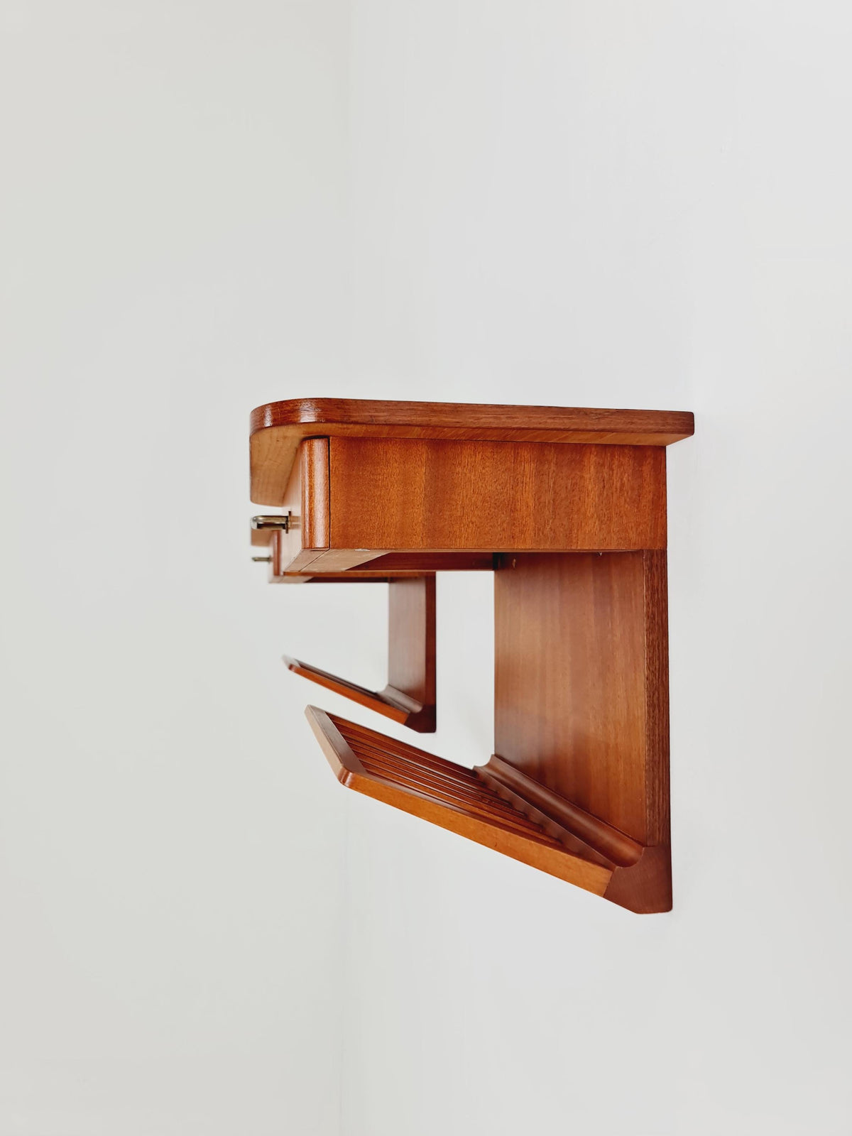 Rare pair of small Danish Mahogany floating nightstands, 1960s