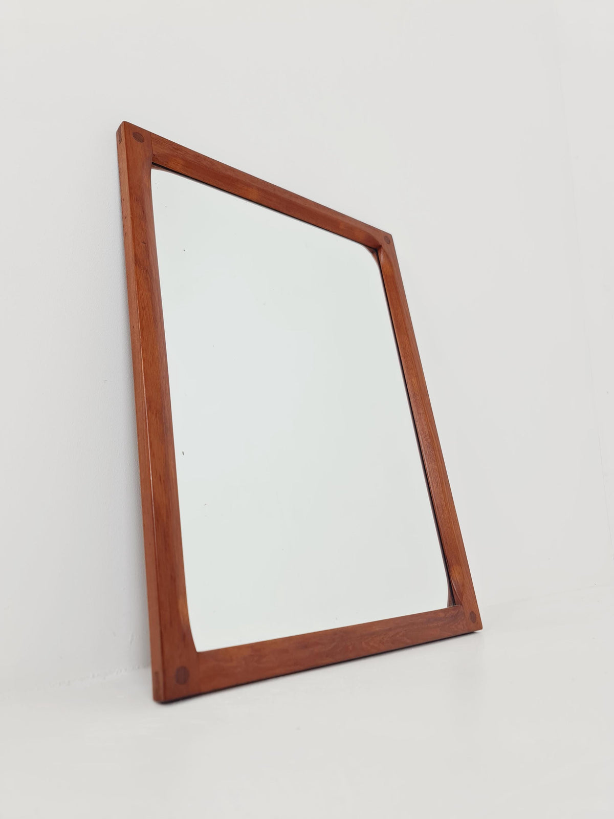 Teak Danish mid-century Modern wall-mounted mirror By Aksel Kjersgaard , 1960s