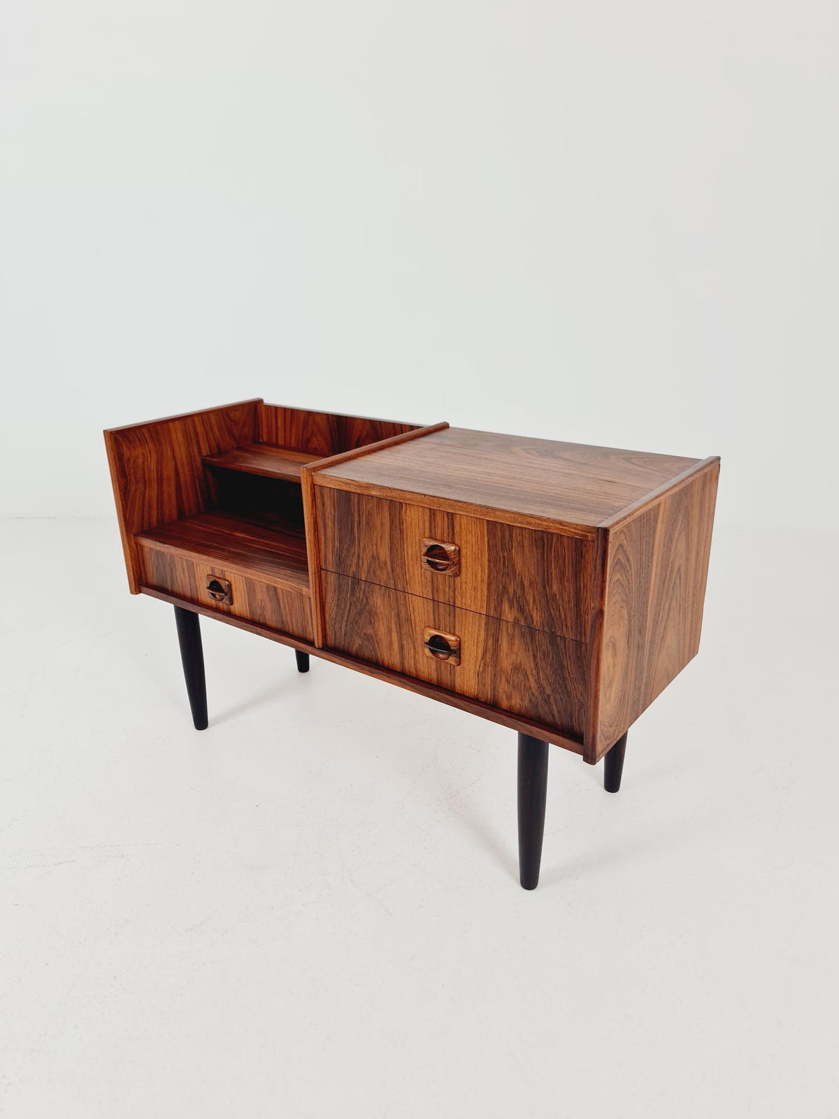 Mid-Century Modern Rosewood Entryway Console Table & Drawer Unit | Danish Design Telephone Bench 1960s