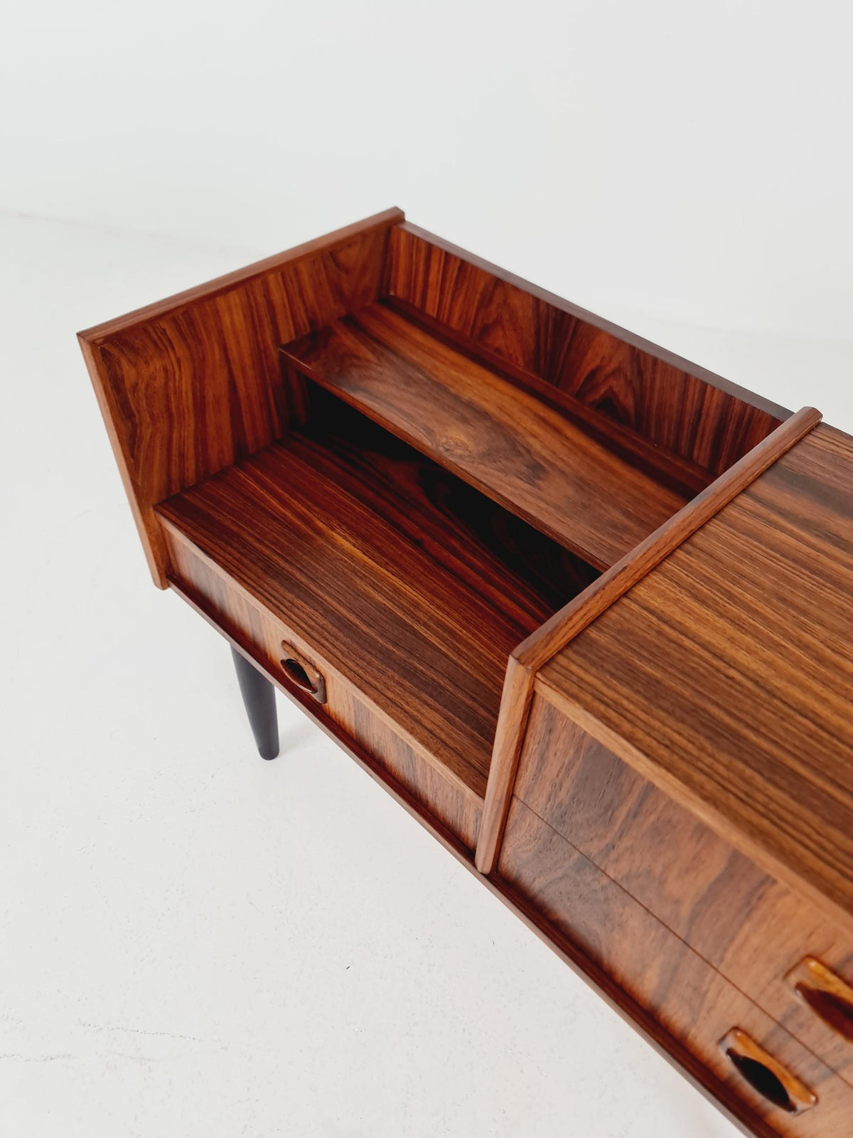 Mid-Century Modern Rosewood Entryway Console Table & Drawer Unit | Danish Design Telephone Bench 1960s