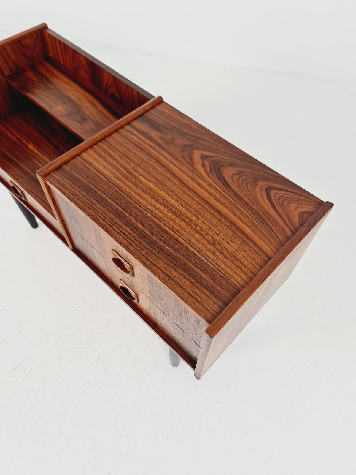 Mid-Century Modern Rosewood Entryway Console Table & Drawer Unit | Danish Design Telephone Bench 1960s