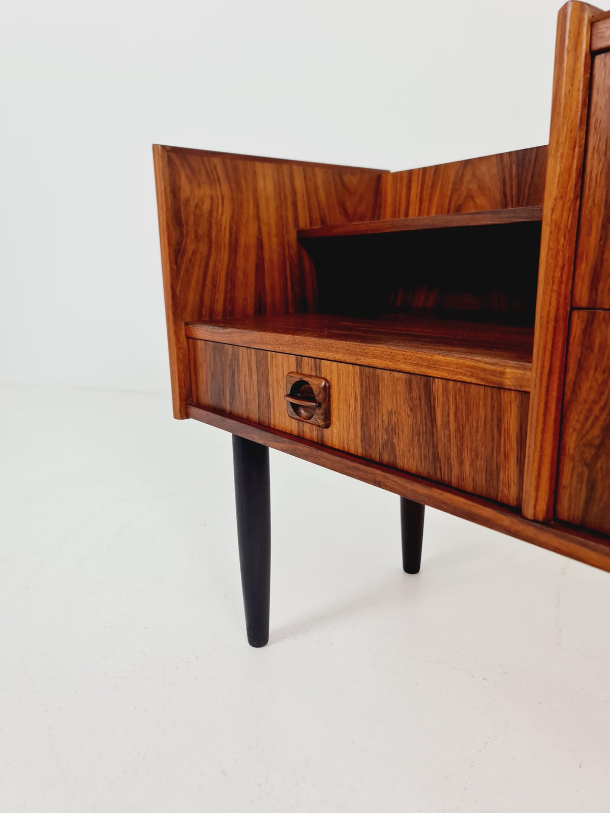 Mid-Century Modern Rosewood Entryway Console Table & Drawer Unit | Danish Design Telephone Bench 1960s