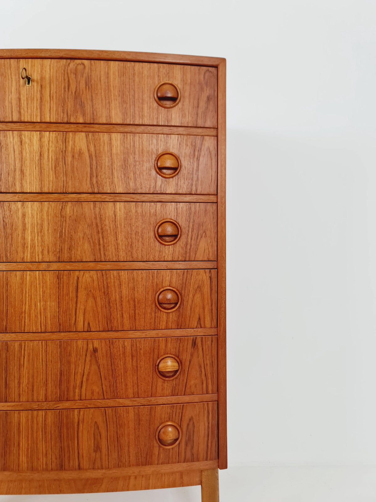 Midcentury danish Curved design chest of drawers tallboy BY Kai Kristiansen ,1960s