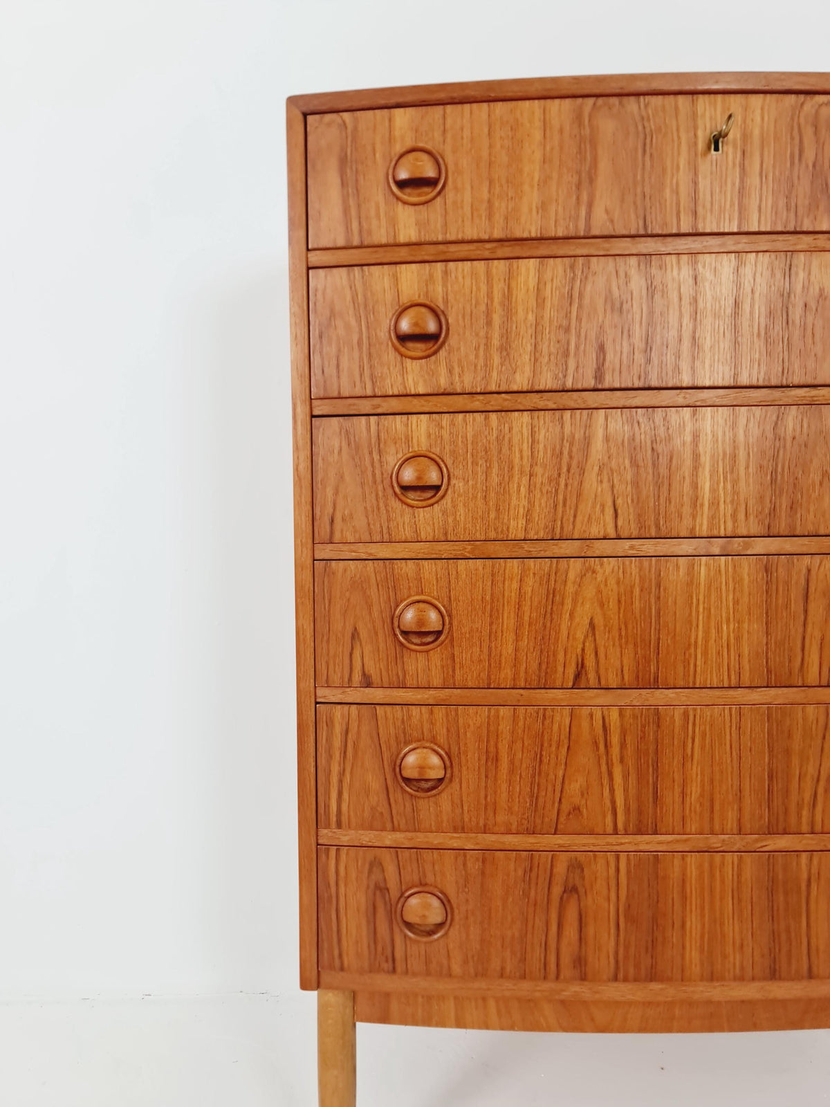 Midcentury danish Curved design chest of drawers tallboy BY Kai Kristiansen ,1960s