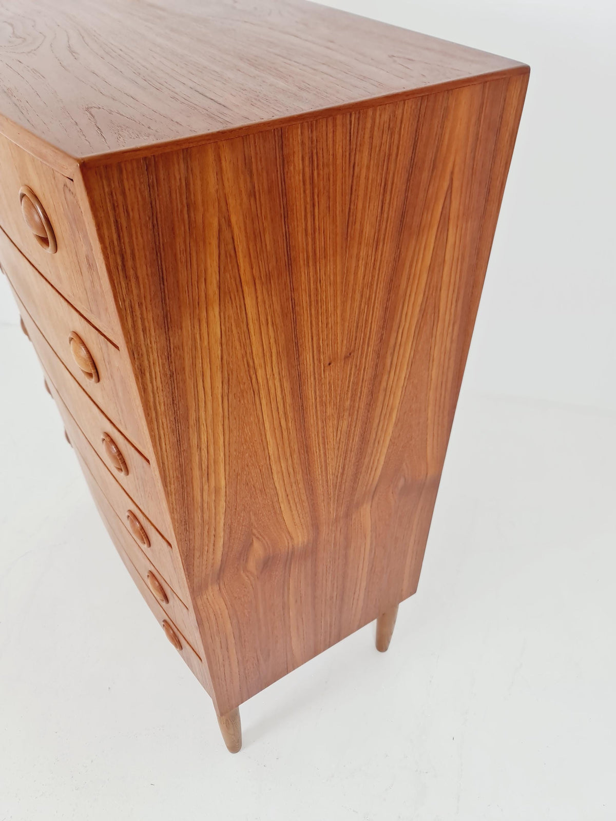 Midcentury danish Curved design chest of drawers tallboy BY Kai Kristiansen ,1960s