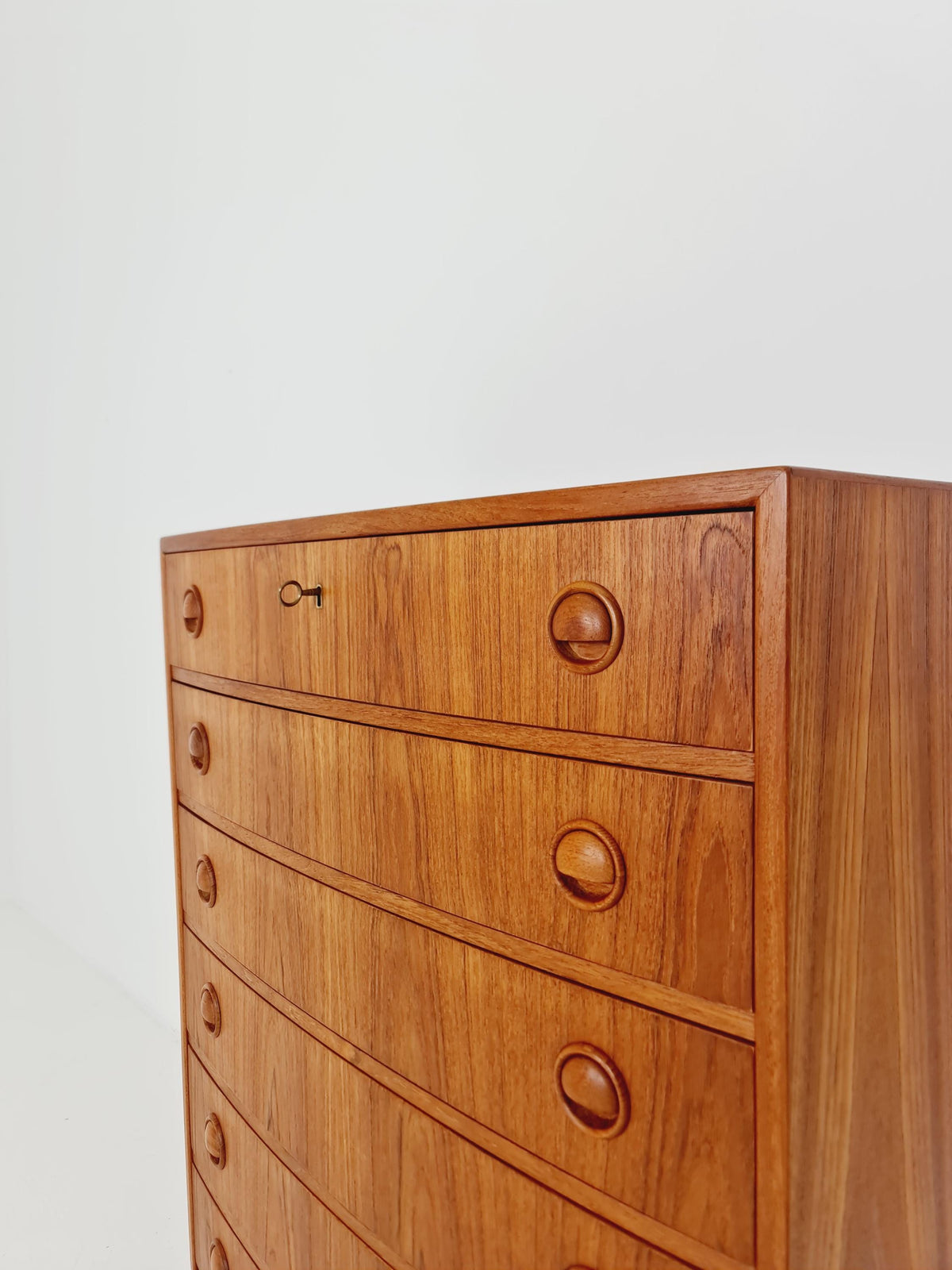 Midcentury danish Curved design chest of drawers tallboy BY Kai Kristiansen ,1960s