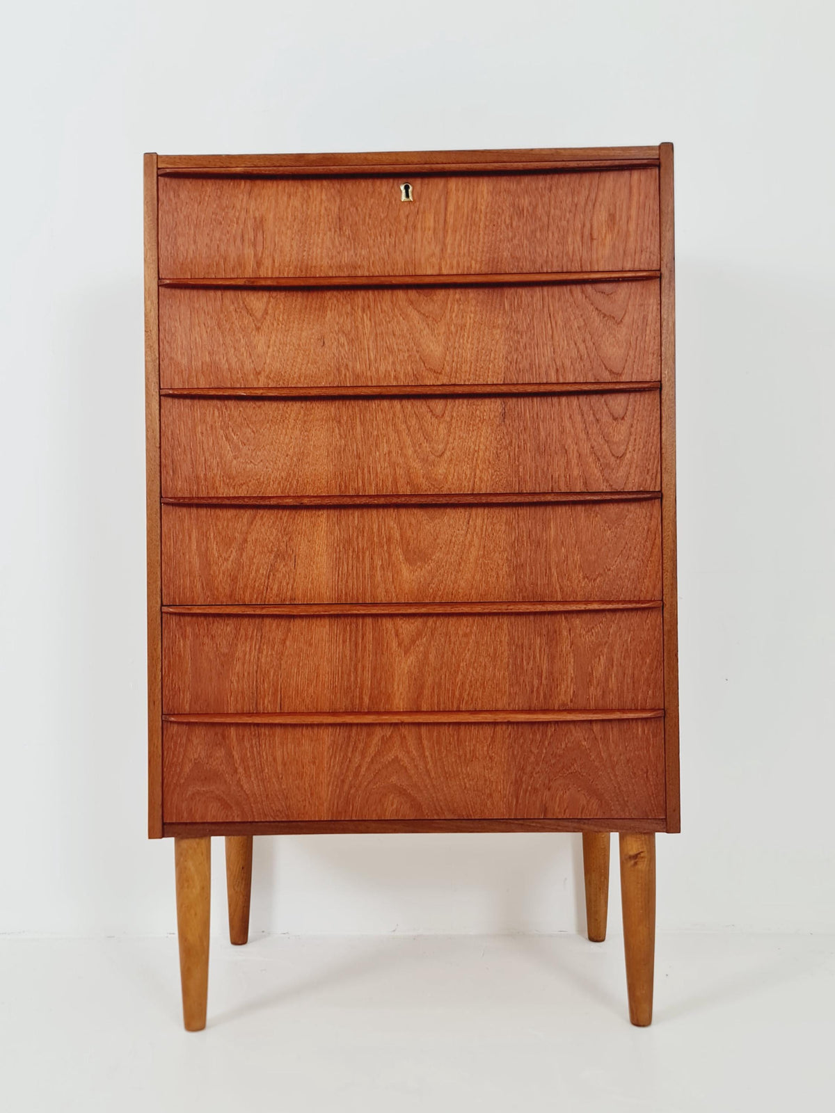 Midcentury danish design chest of drawers tallboy 1960s