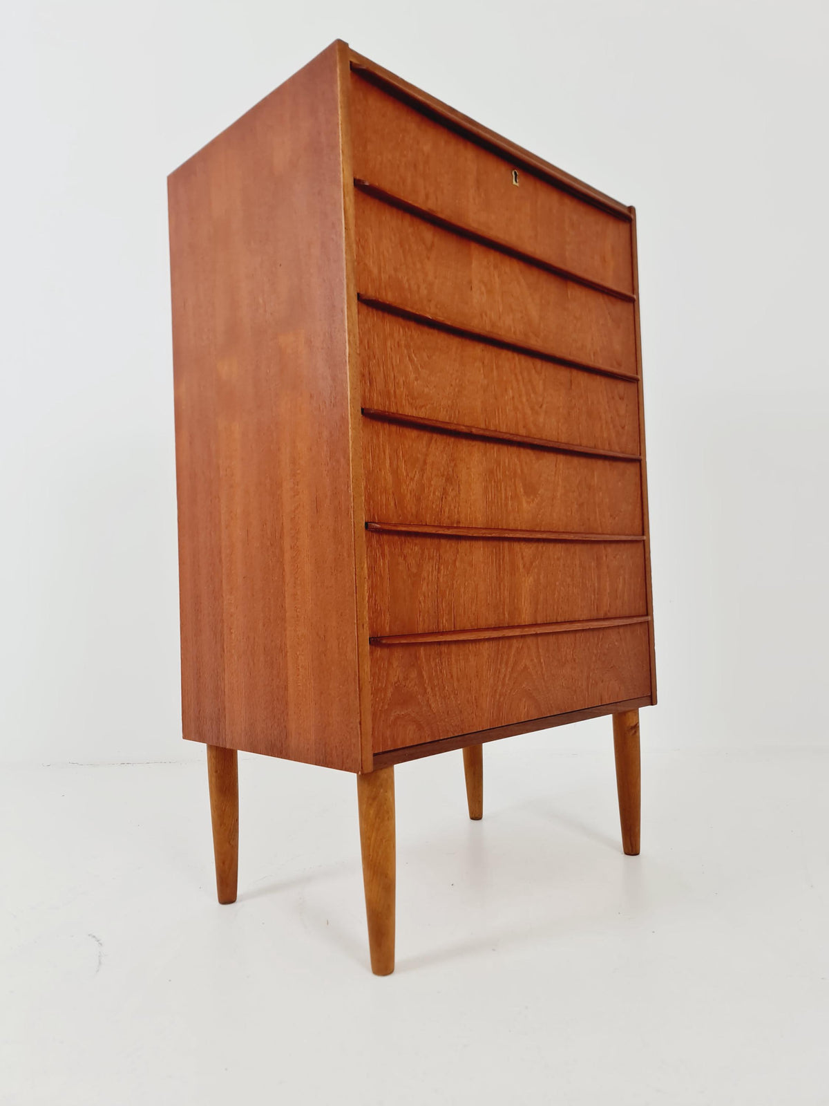 Midcentury danish design chest of drawers tallboy 1960s