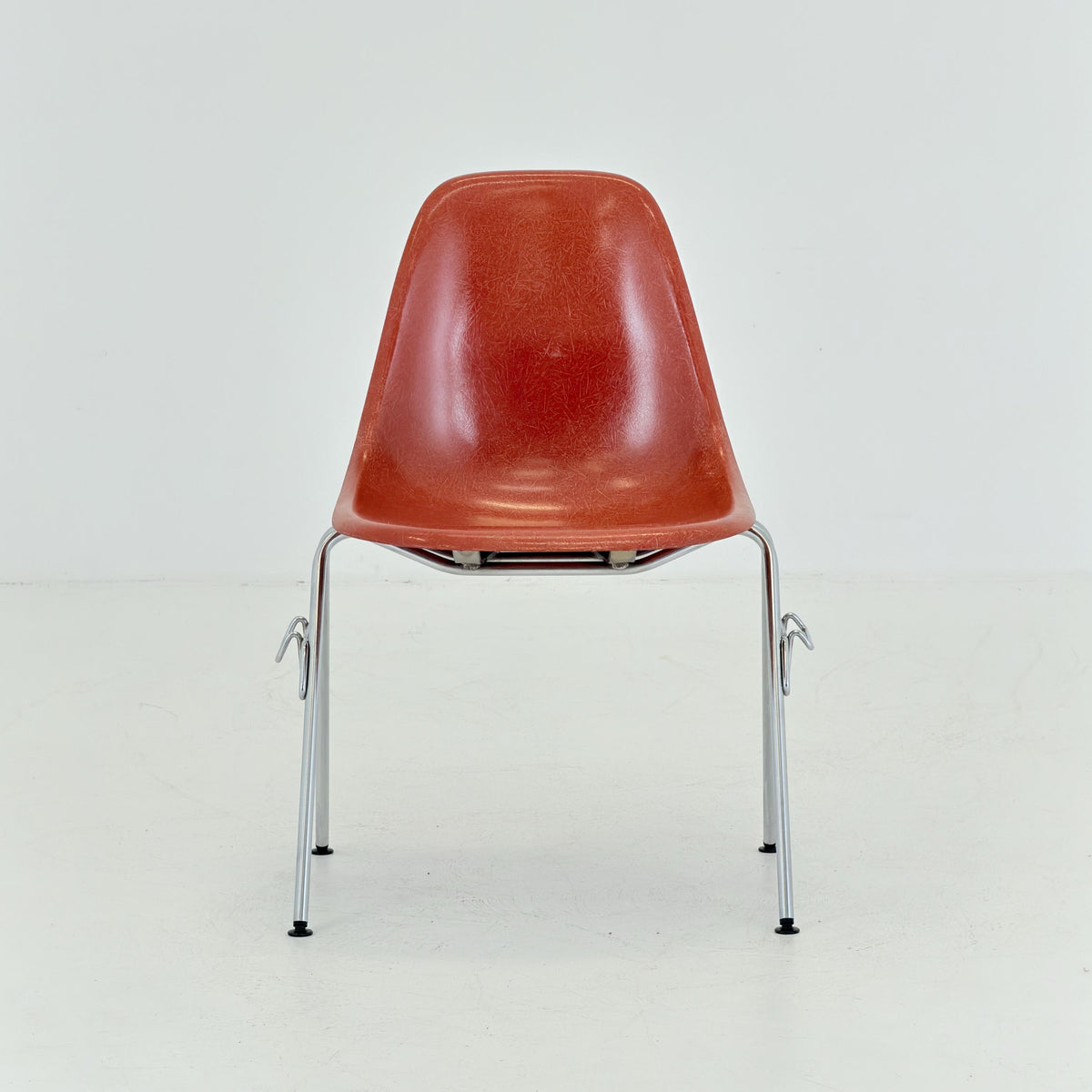 Set of 4 Original Herman Miller Eames DSS Fiberglass Chairs, Coral Orange, 1970s