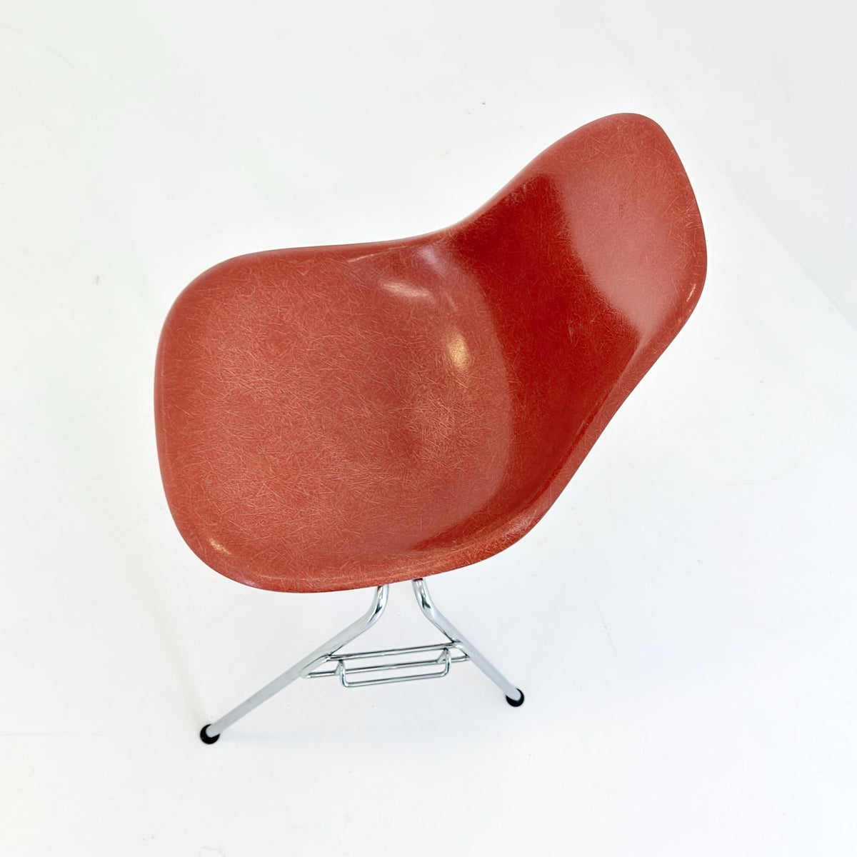 Set of 4 Original Herman Miller Eames DSS Fiberglass Chairs, Coral Orange, 1970s