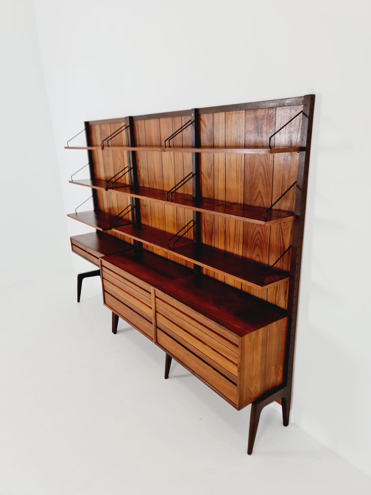 Ultra Rare Poul Cadovius Rosewood Wall Unit / Shelving System (1960s) – Mid-Century Modern Danish Masterpiece