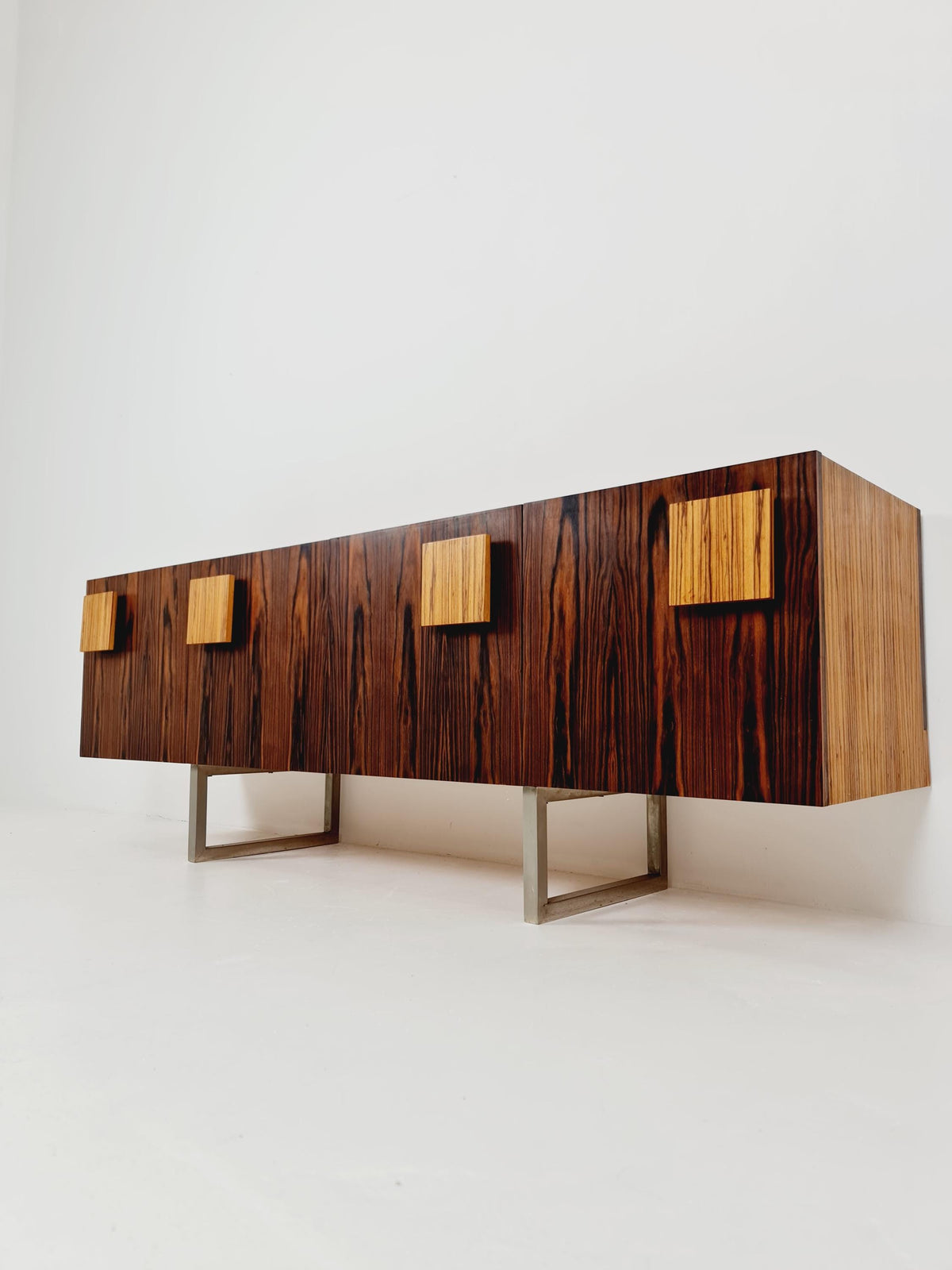 Rare Mid Century Rosewood Sideboard Room Divider | Freestanding Credenza Late 1960s | Danish Modern Long Credenza