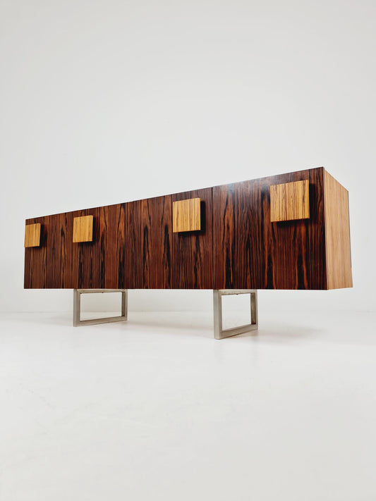 Rare Mid Century Rosewood Sideboard Room Divider | Freestanding Credenza Late 1960s | Danish Modern Long Credenza