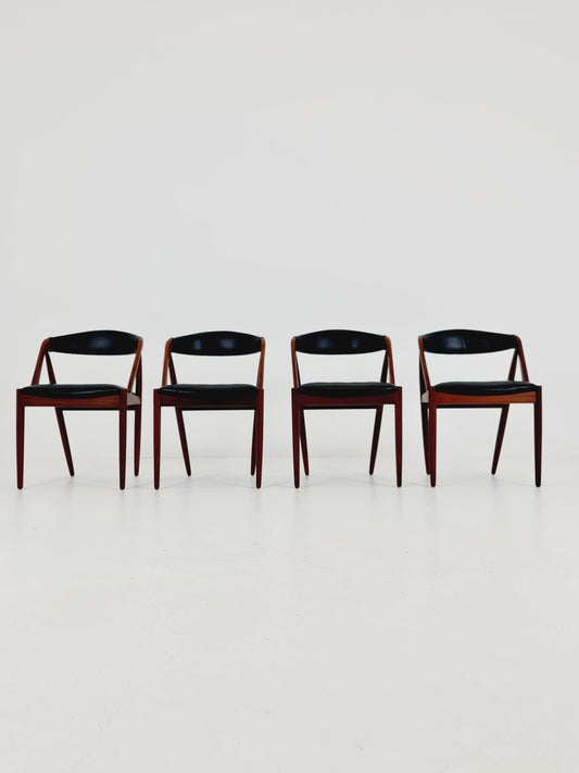 Vintage Danish solid teak dining chairs By Kai Kristiansen for Schou Andersen , 1960s, Set of 4