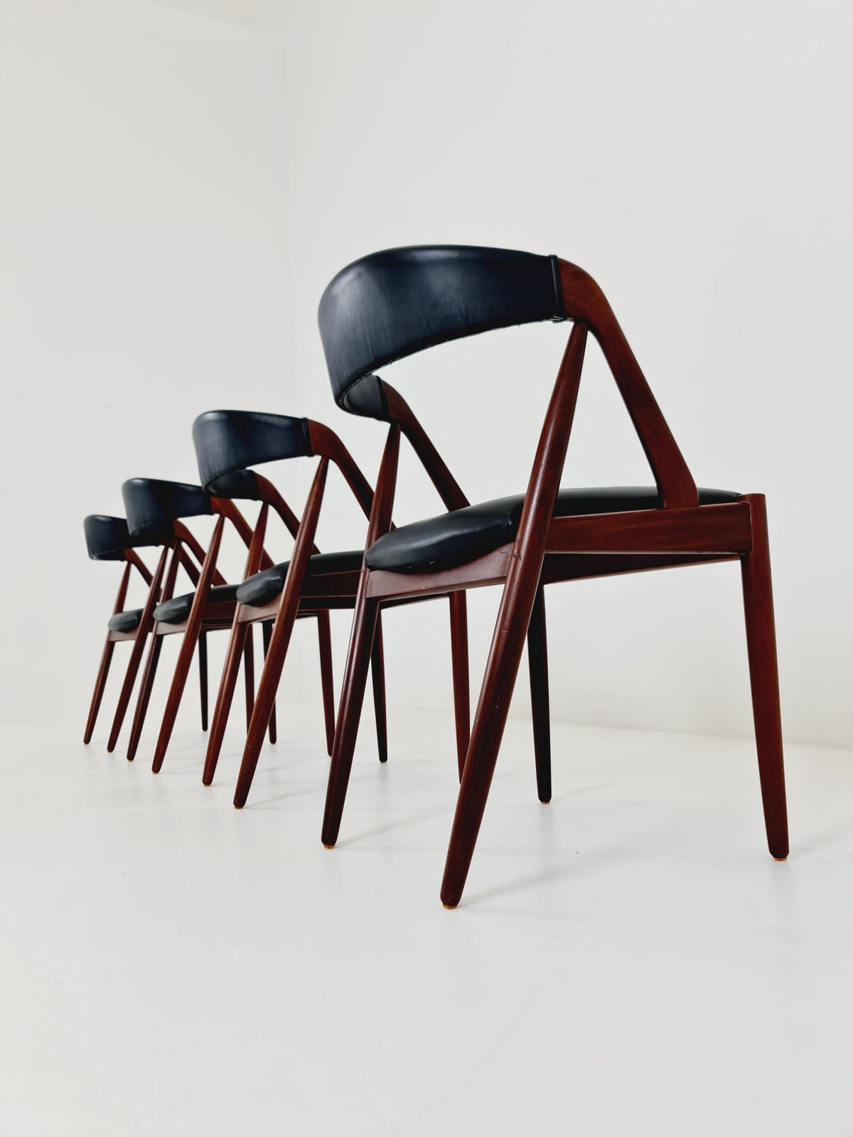 Vintage Danish solid teak dining chairs By Kai Kristiansen for Schou Andersen , 1960s, Set of 4