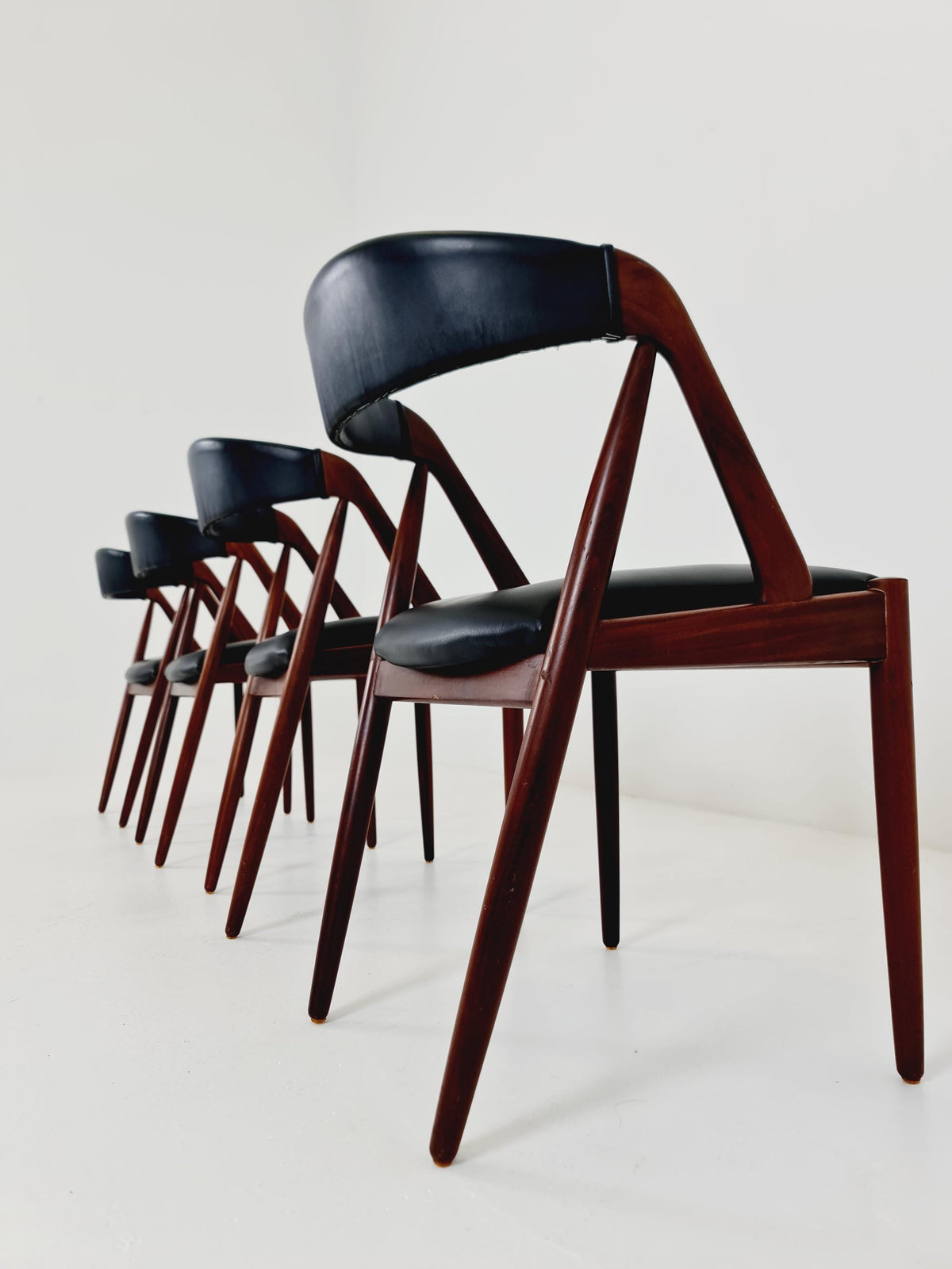 Vintage Danish solid teak dining chairs By Kai Kristiansen for Schou Andersen , 1960s, Set of 4