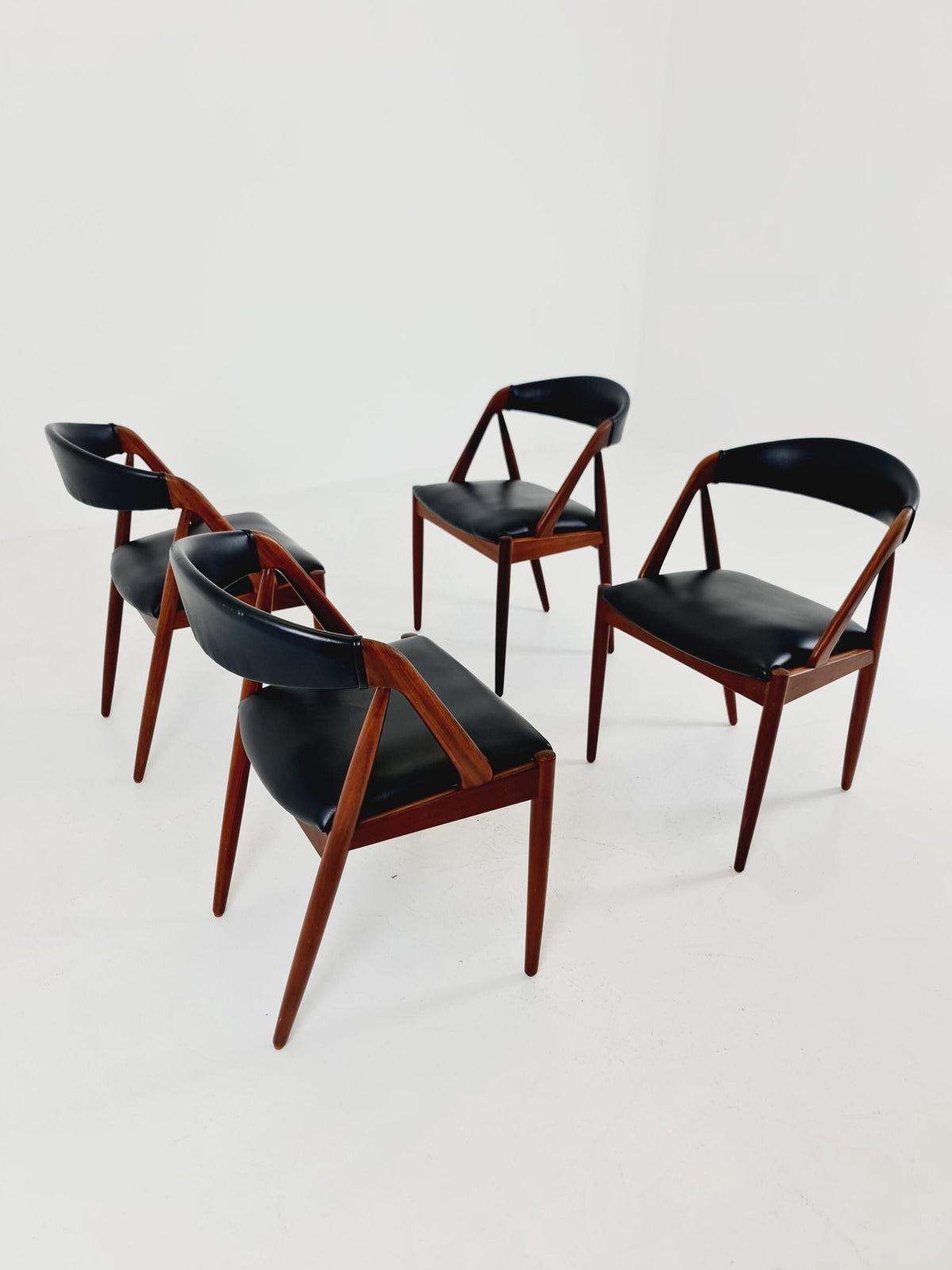Vintage Danish solid teak dining chairs By Kai Kristiansen for Schou Andersen , 1960s, Set of 4
