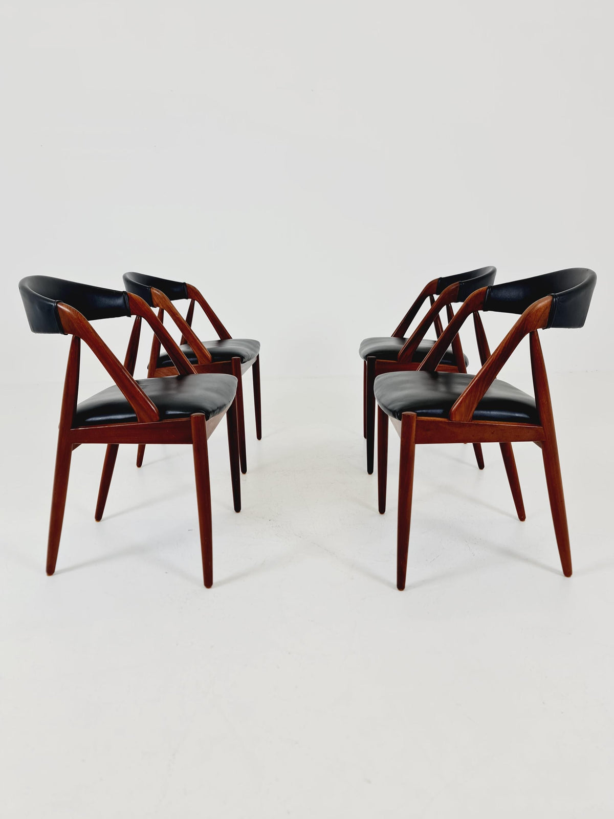 Vintage Danish solid teak dining chairs By Kai Kristiansen for Schou Andersen , 1960s, Set of 4