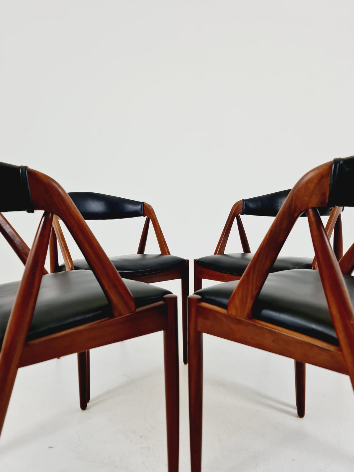 Vintage Danish solid teak dining chairs By Kai Kristiansen for Schou Andersen , 1960s, Set of 4