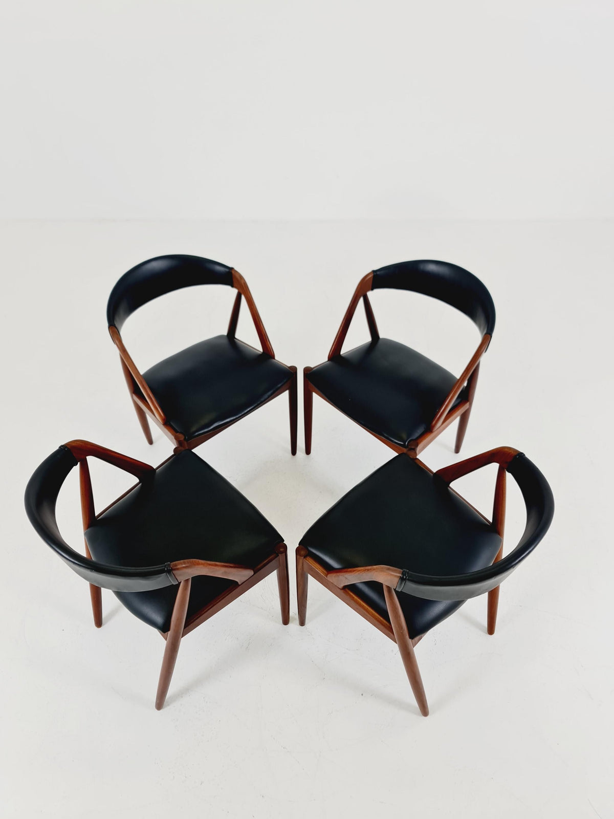 Vintage Danish solid teak dining chairs By Kai Kristiansen for Schou Andersen , 1960s, Set of 4