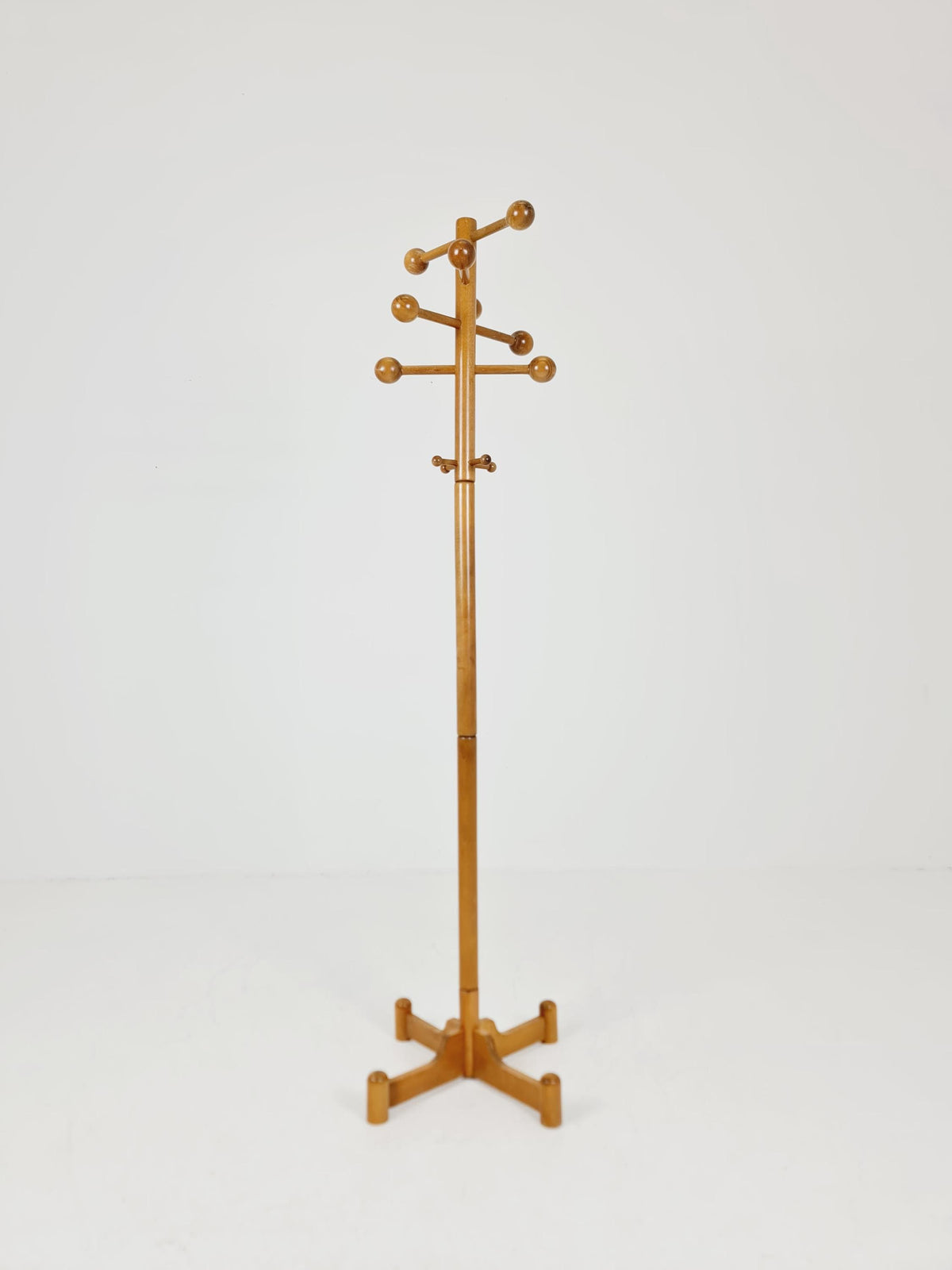 Vintage Mid-Century Modern Wooden Coat Rack – Atomic Sphere Design