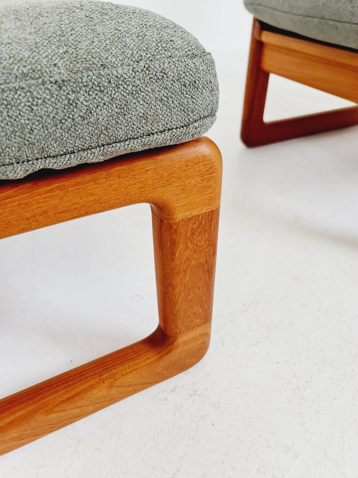 Mid century teak easy lounge chairs With Ottoman by EMC Möbelfabrik , 1970s